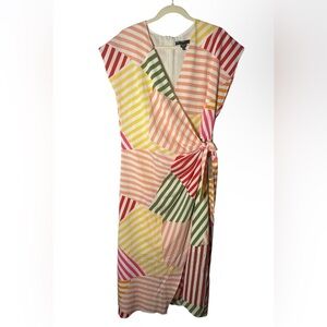 Colorful Striped Wrap Maxi Dress Size 16